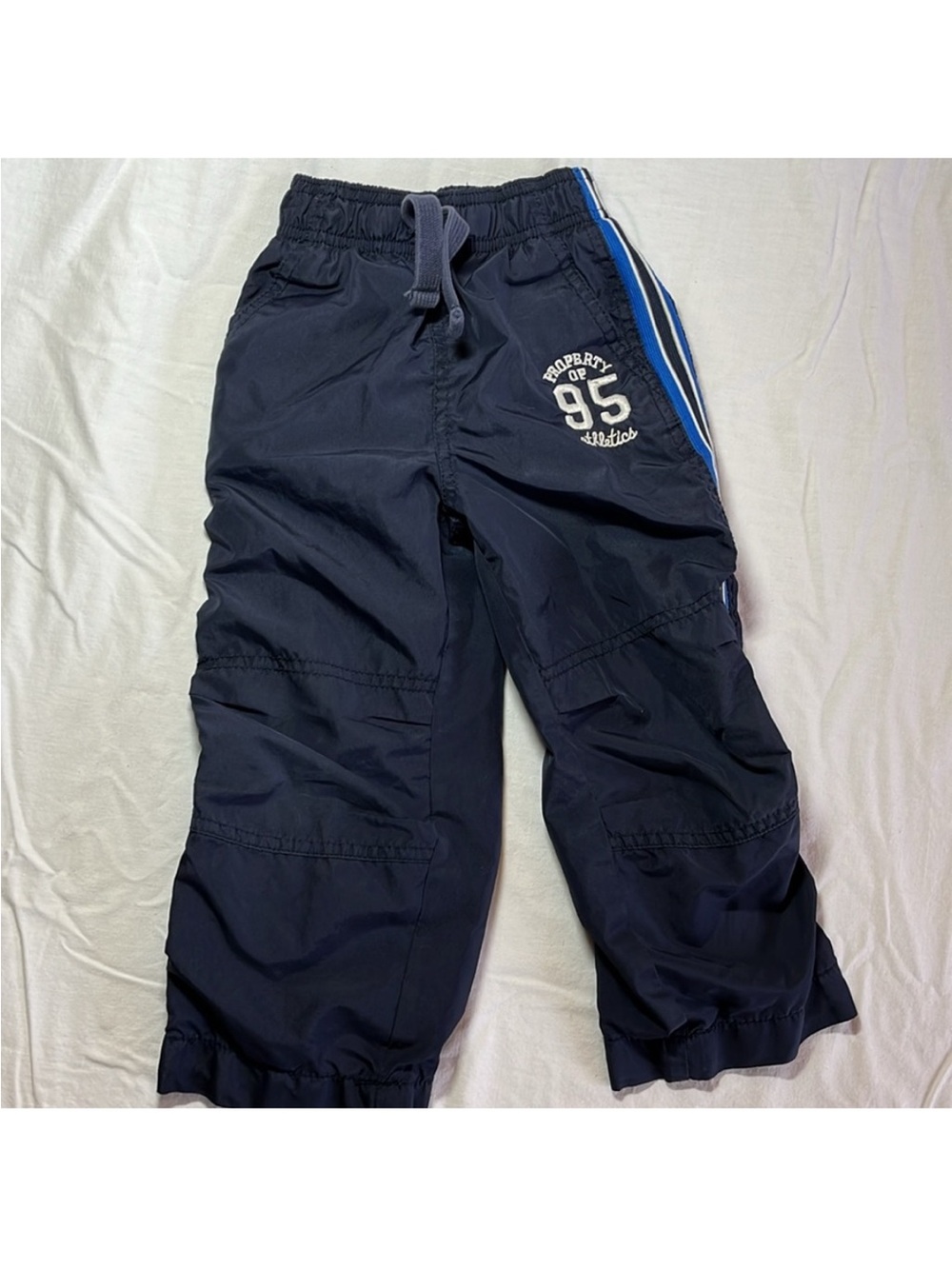 3T Kids Navy Athletic Track Pants with Blue Stripe